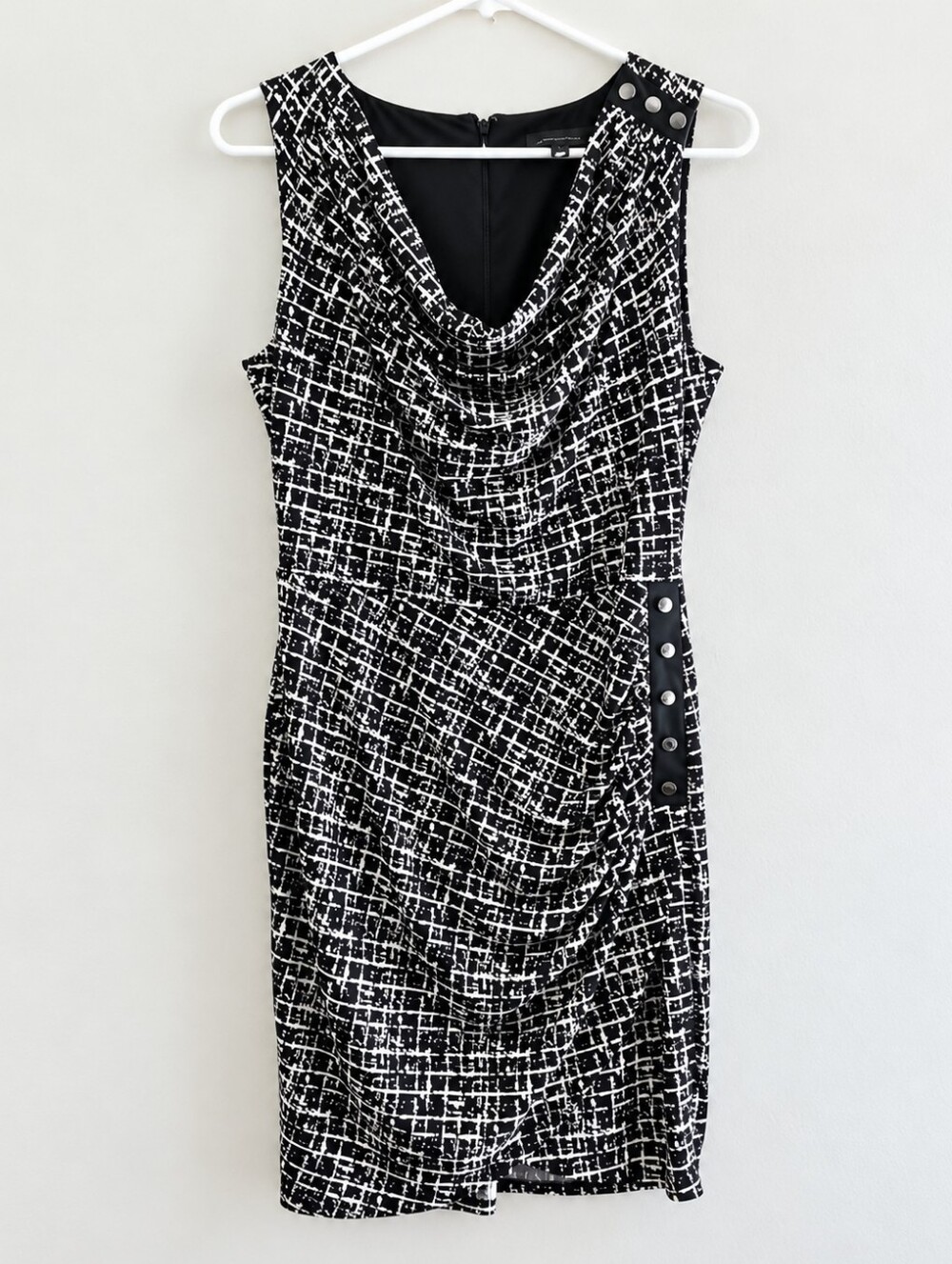 White House Black Market Black and White Sleeveless Cowl Dress